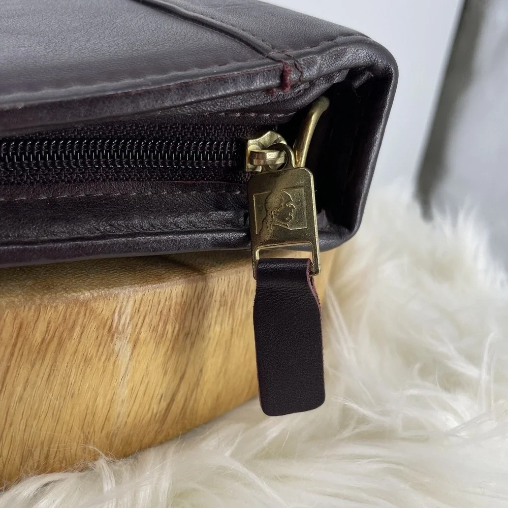 Vtg Franklin Quest Planner Binder‎ Brown Leather 7 Ring Notebook Zipper USA Made